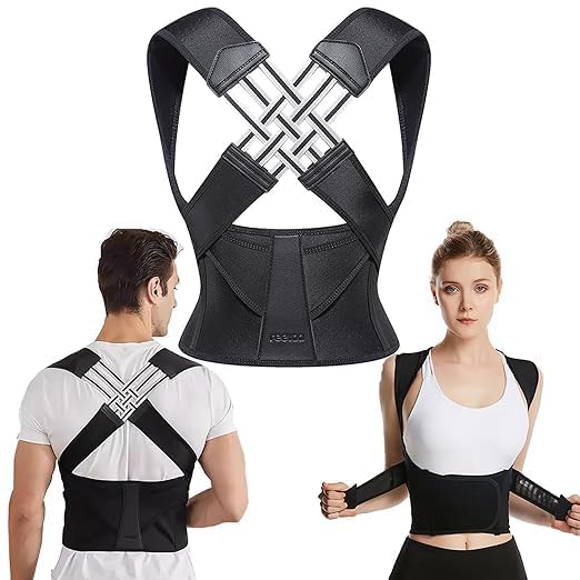 Adjustable Back Support Brace for Better Posture worn by models showcasing design and functionality.