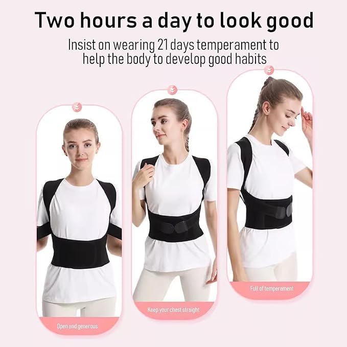 Adjustable Back Support Brace for Better Posture being worn to promote good habits and proper posture.